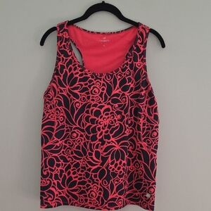 Talbots Tank Top With Razer Back Built-in Bra Size XL Black And Coral